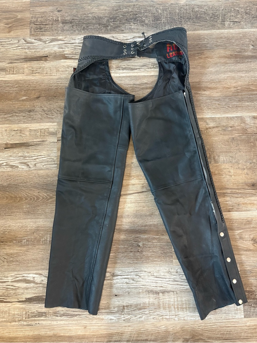Hot Leathers Men's Leather Motorcycle Rider Protective Chaps Size L
